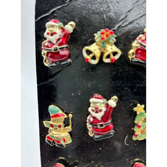 1970s Enamel Christmas Lapel Pin-Retail Display Of 12-NOS - Picture 5 of 9